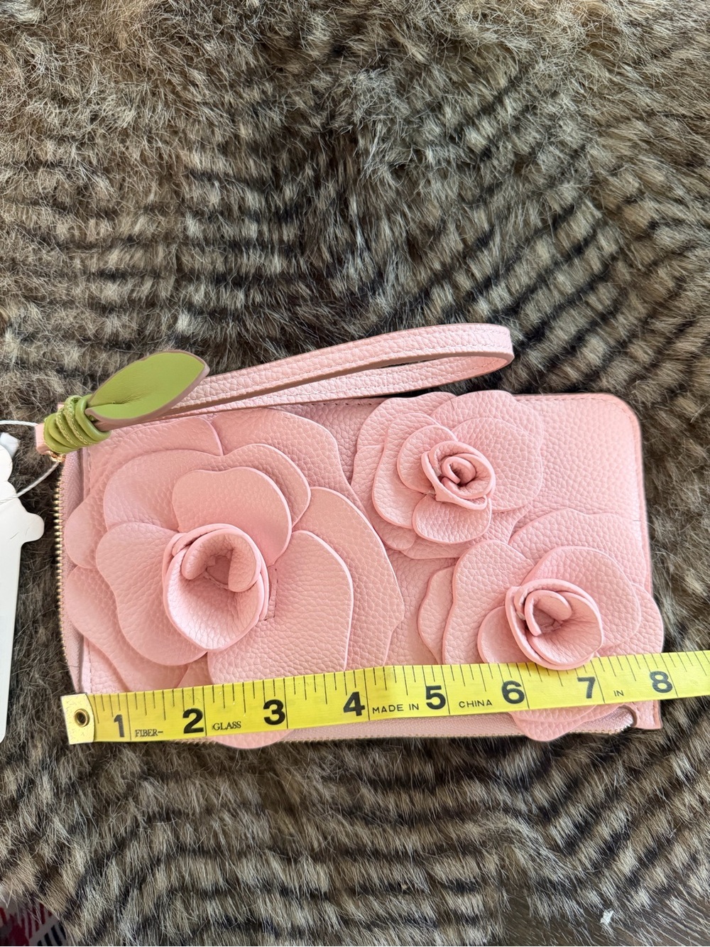Nanette Lepore Peachy Pink 3D Floral Leather Wristlet NWT - Picture 5 of 6